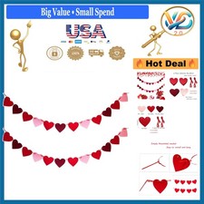 48Pcs Felt Heart Garland Banner for Valentine's Day Wedding Party Decorations...