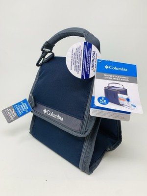 COLUMBIA Dark Blue *Insulated Lunch Bag* 4 Ice Walls Pockets 2 Ice Packs
