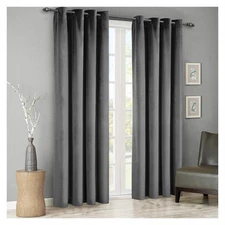 SINGINGLORY Velvet Curtains Grey 52 x 96 Inch Blackout Grommet Window Curtain...