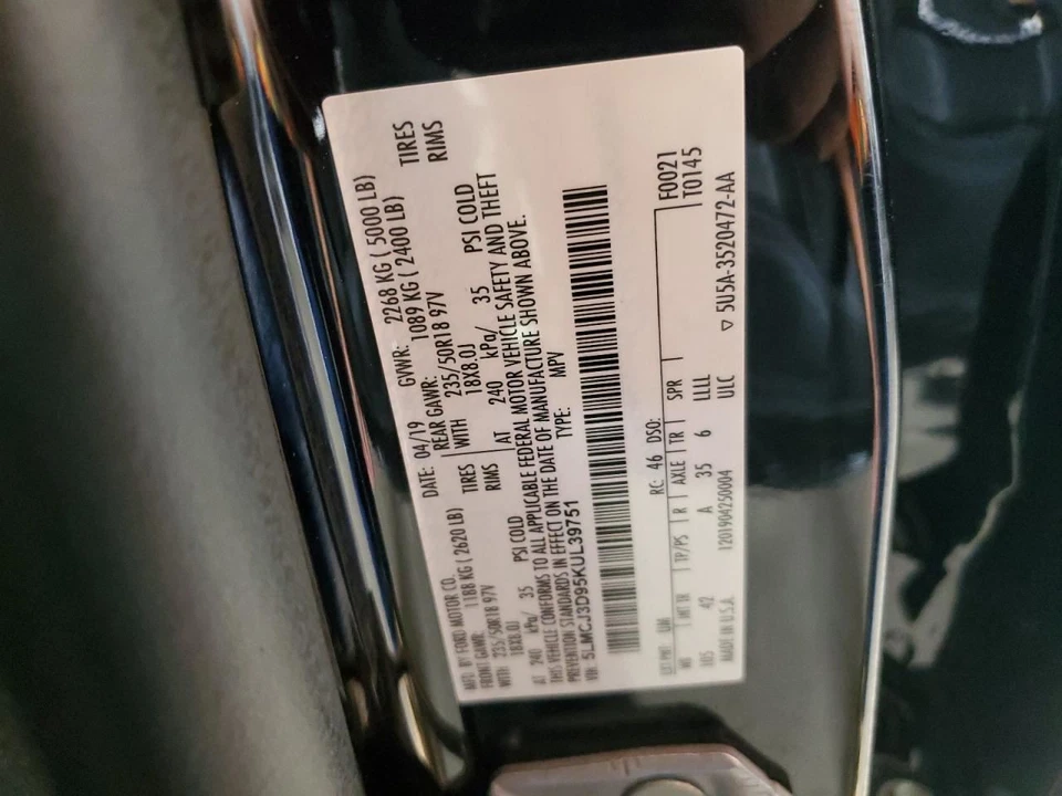 2019 Lincoln MKC Speedometer Cluster MPH Used 110K Miles OEM 257-12178 - Image 2 of 4