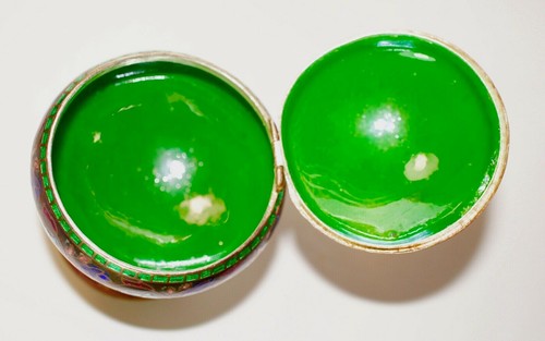 Beautiful Asian St. Silver Enamel Trinket Box with Floral Designs, 78 Gr. - Bild 12 von 12