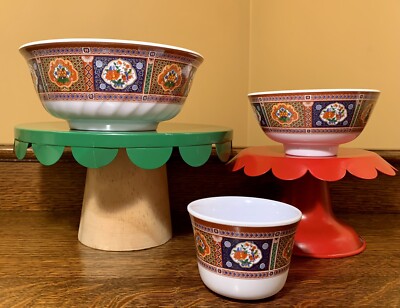 Lot of Tar-Hong Asian PEACOCK Melamine Restaurant Quality: Bowls  Tea Cup