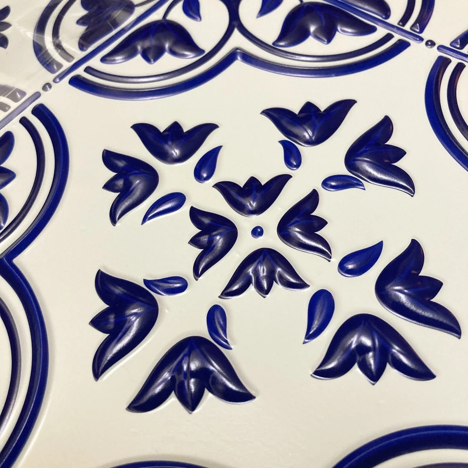 3D Blue White Floral Peel Stick Vinyl Wall Tile Backsplash Lightweight 12" - Image 4 of 4