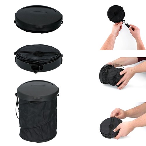 Car Bin Trash Can Foldable Litter Can Garbage Storage Travel With Lid Portable - Picture 2 of 8