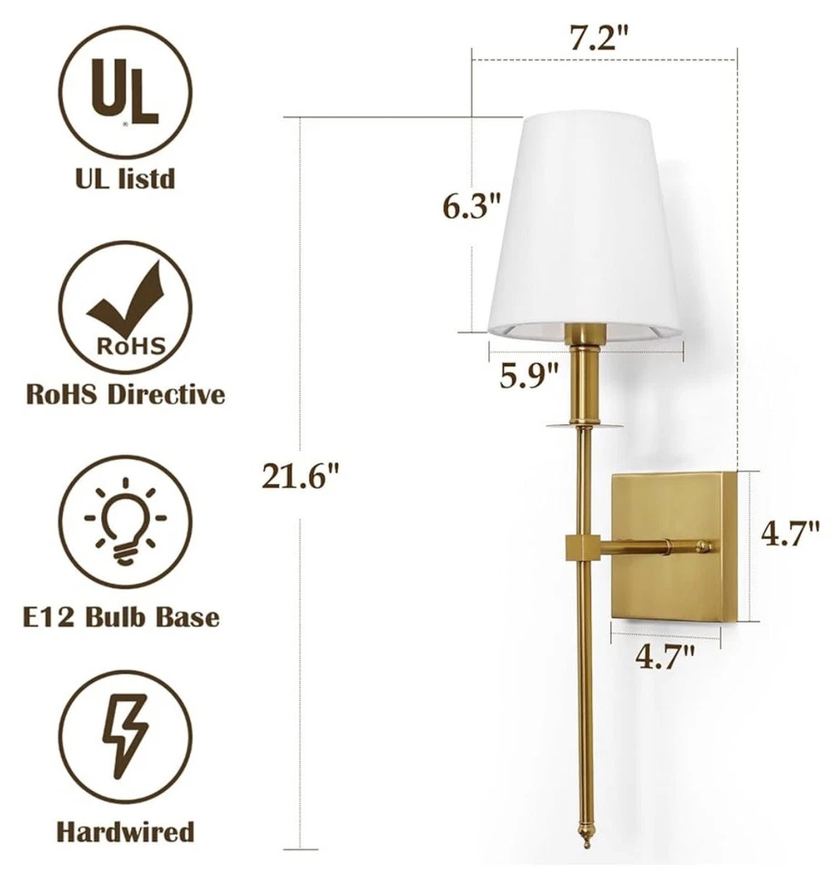 Juego de 2 Apliques de Pared KARTOOSH, Apliques de Pared Alambre Dorado Iluminación de Pared, Regulables... Foto 2 de 4