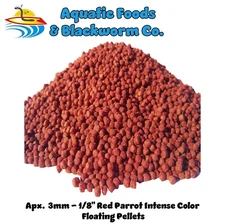 8-lbs 3mm Red Parrot Color Enhancing Floating Pellets, Also Discus, Cichlids