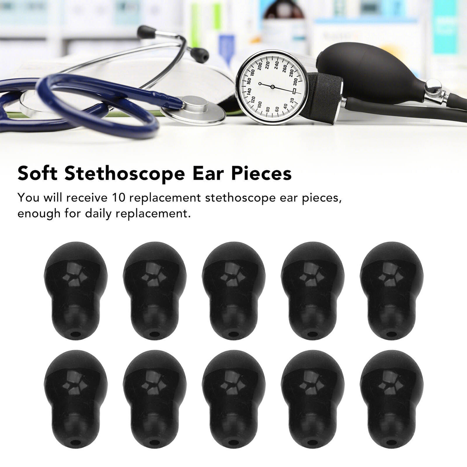 10pcs Stethoscope Ear Tips Universal Replacement 2.5mm Silicone