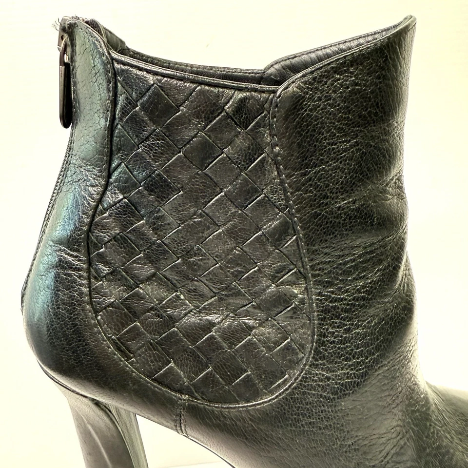 Botines Bottega Veneta Talla 40 (9) Cuero Negro Plataforma Intrecciato Foto 3 de 4