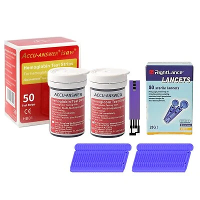 MARKENLOS 50 Stück Accu Answer iSaw Blut Hämoglobin Teststreifen für LBM-01 Messgerät