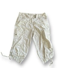 Vtg Ann Taylor Loft Beige 100 Cotton Cropped Cargo Pants Women's Size 8 Y2K