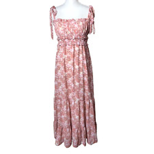 ASTR the Label Woman's Coral Rust Floral Halter Dress With Shoulder Straps Sz S