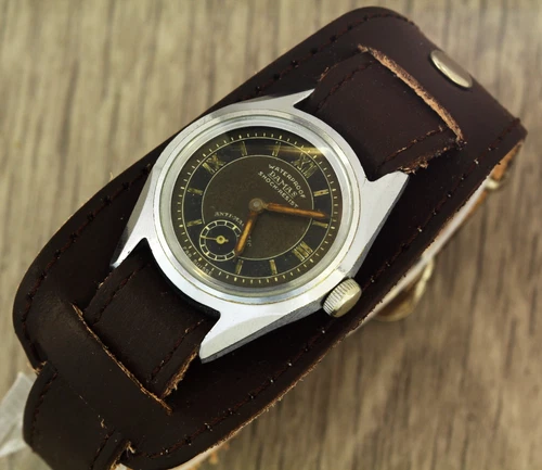 Damas shock-resist Swiss made mechanical military 1950s wristwatch black dial