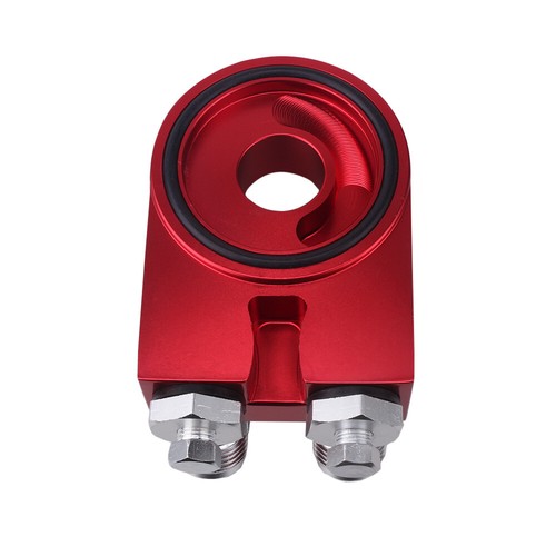 Aluminum Oil Filter Sandwich Plate Adapter 1/8NPT 10AN Oil Cooler Kits Red - Picture 4 of 7
