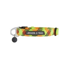 Arcadia Trail Paracord Dog Collar Neon Yellow w/ Orange  Purple Stripe Large