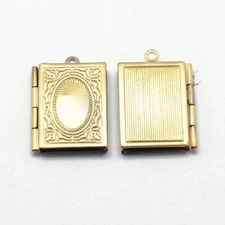Book Locket Charm Antiqued Bronze Movable Realistic Frame Jewelry Fairy Tale