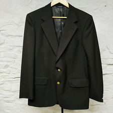Burberrys Blazer Chocolate Brown Gold Buttons Wool Suit Jacket 38 Long Vintage