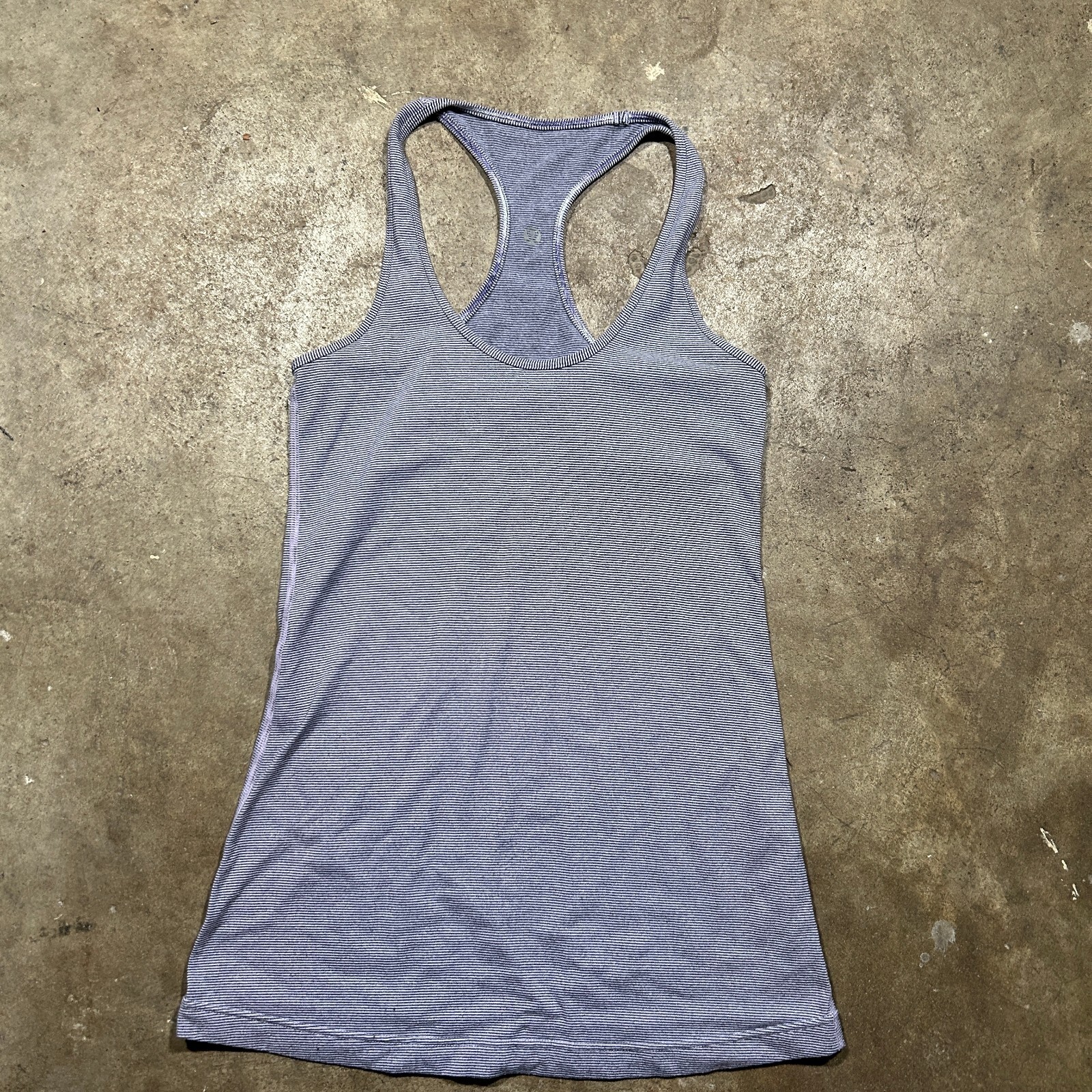 Lululemon Tank Top Cool Gingham Women's White Black Stripe Racerback RARE XS