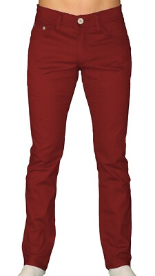 Men's Super Skinny Slim Fit Chino Jeans Stretch Trousers Casual Full Pants