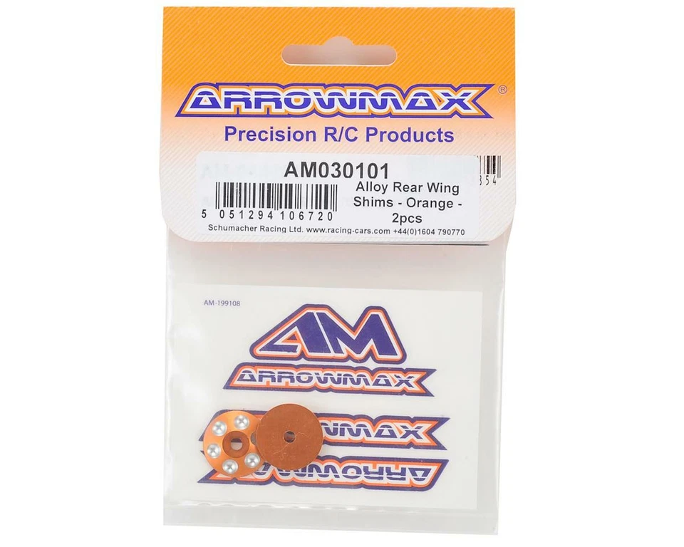 AM Arrowmax Alloy Rear Wing Shims (2) (Orange) [AMX-030101] - Image 2 of 2