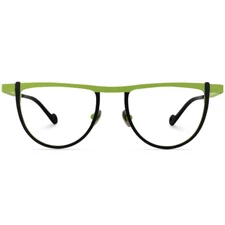 Geometric Titanium Glasses Metal Frame Green Half Round Semicircle Eyeglasses