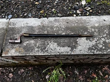 Vintage BAYONET / with brass & leather SCABBARD signed India & triangle blade