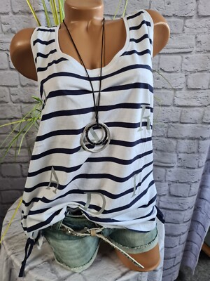 Tom Tailor Damen Shirt Tunika Top Blau Weiß Rundhals Gr. 36-40 NEU (1638)