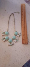 Charming Charlie Mint Green And Off White Gold Tone Adjustable Necklace 18-22"