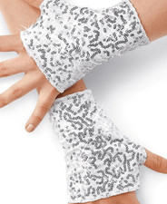 Balera Dancewear Costume Half Gloves Performance Fingerless Sequins Spandex Red