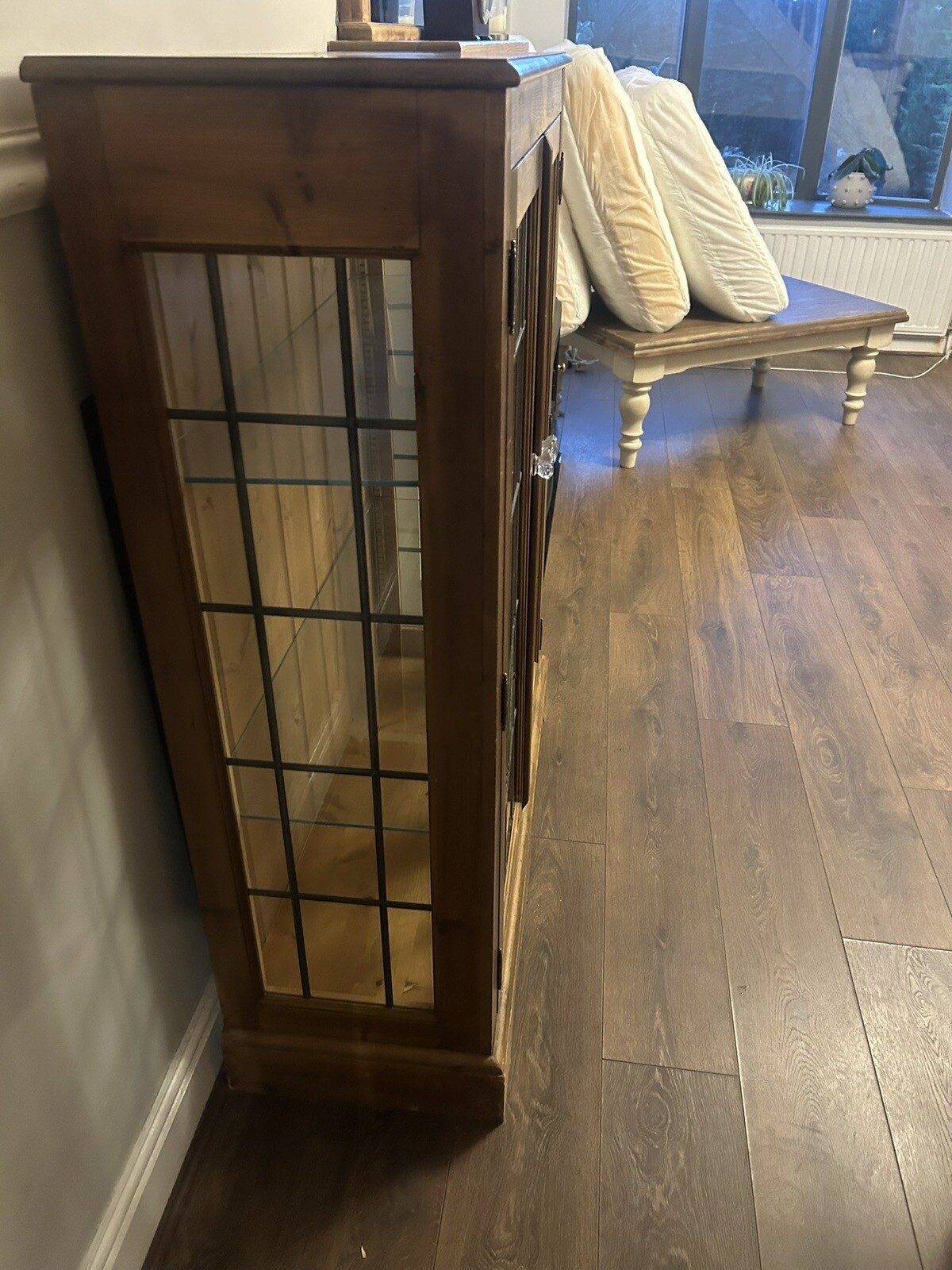 ***PINE DISPLAY WITH GLASS DOORS & ADJUSTABLE SHELVES*** eBay