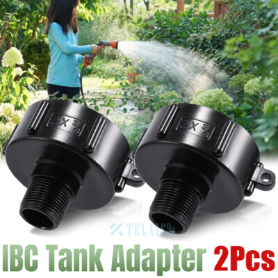 2Pcs 275/330 Gallon IBC Tote Water Tank Drain Adapter 2'' NPT (NPS) Garden Hose