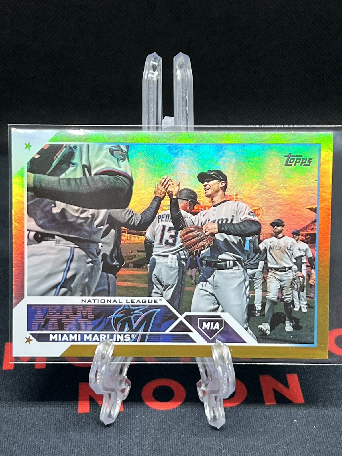 2023 Topps Series 2 Miami Marlins Baseball Team Card Gold Rainbow Foil #473