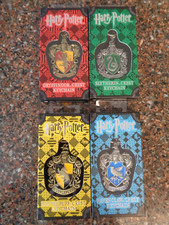 Harry Potter Set 4 Keychain Hogwarts Crest Slytherin Gryffindor Keyring 2" NEW