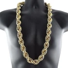 Mens 14K Gold Plated Rope 36" Inch x 25MM Necklace Hollow Dookie Hip Hop Chain