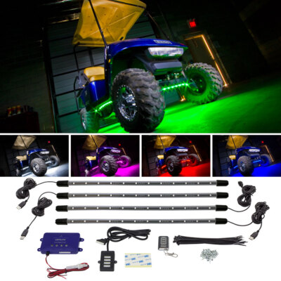 4pc LEDGLOW MILLION COLOR LED GOLF CART LED UNDERGLOW LIGHT KIT w 108 LEDs 12v