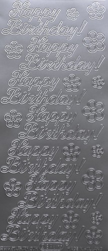 Happy Birthday PEEL OFF STICKERS Script Flowers Cardmaking - Picture 3 of 4