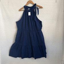 J Crew Poplin halter-neck mini dress Womens 20 Blue