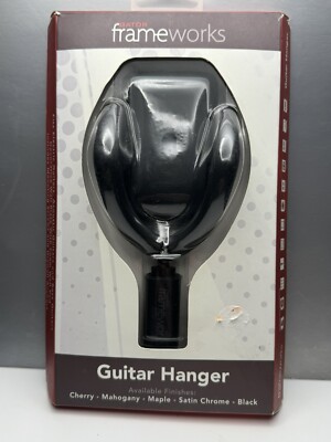 Gator Frameworks Wall Mounted Guitar Hanger w Black Mounting Plate;Fits Both