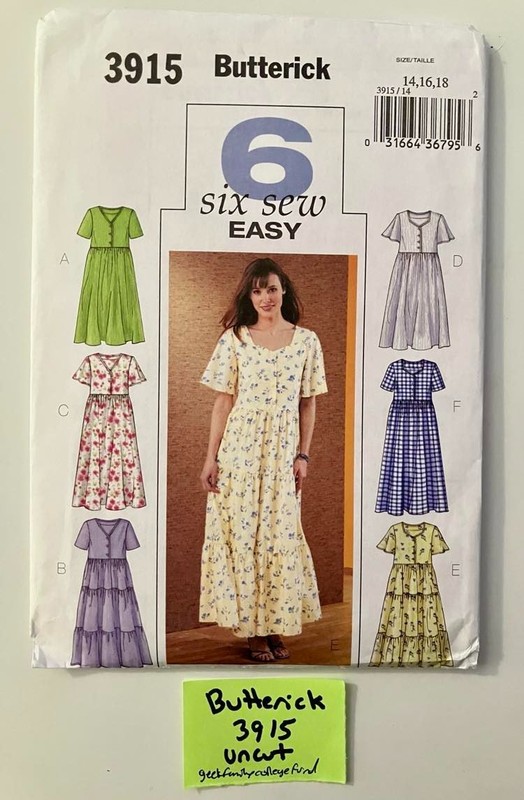 Butterick 3915 Vintage Misses & Petite Dress Size 14-16-18 Uncut