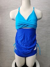 NWT Cupshe Two Pieces Tankini Swimsuit Size Small Blue Colors Cross Back