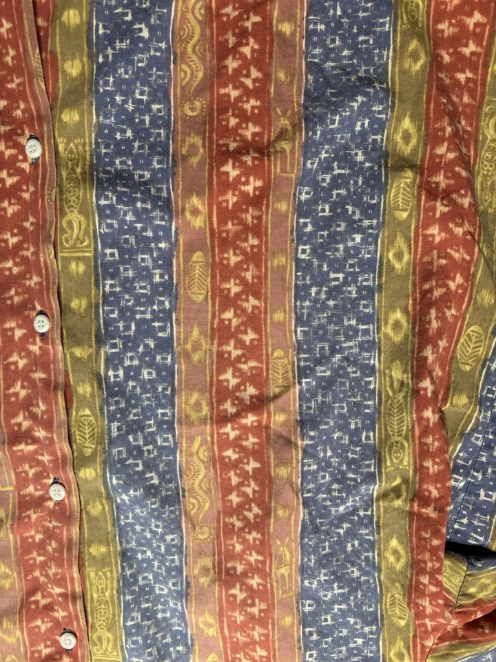 Vtg Reyn Spooner Staters Hawaiian Shirt Sz L Tribal Stripe Cotton Multicolor USA - Image 4 of 4