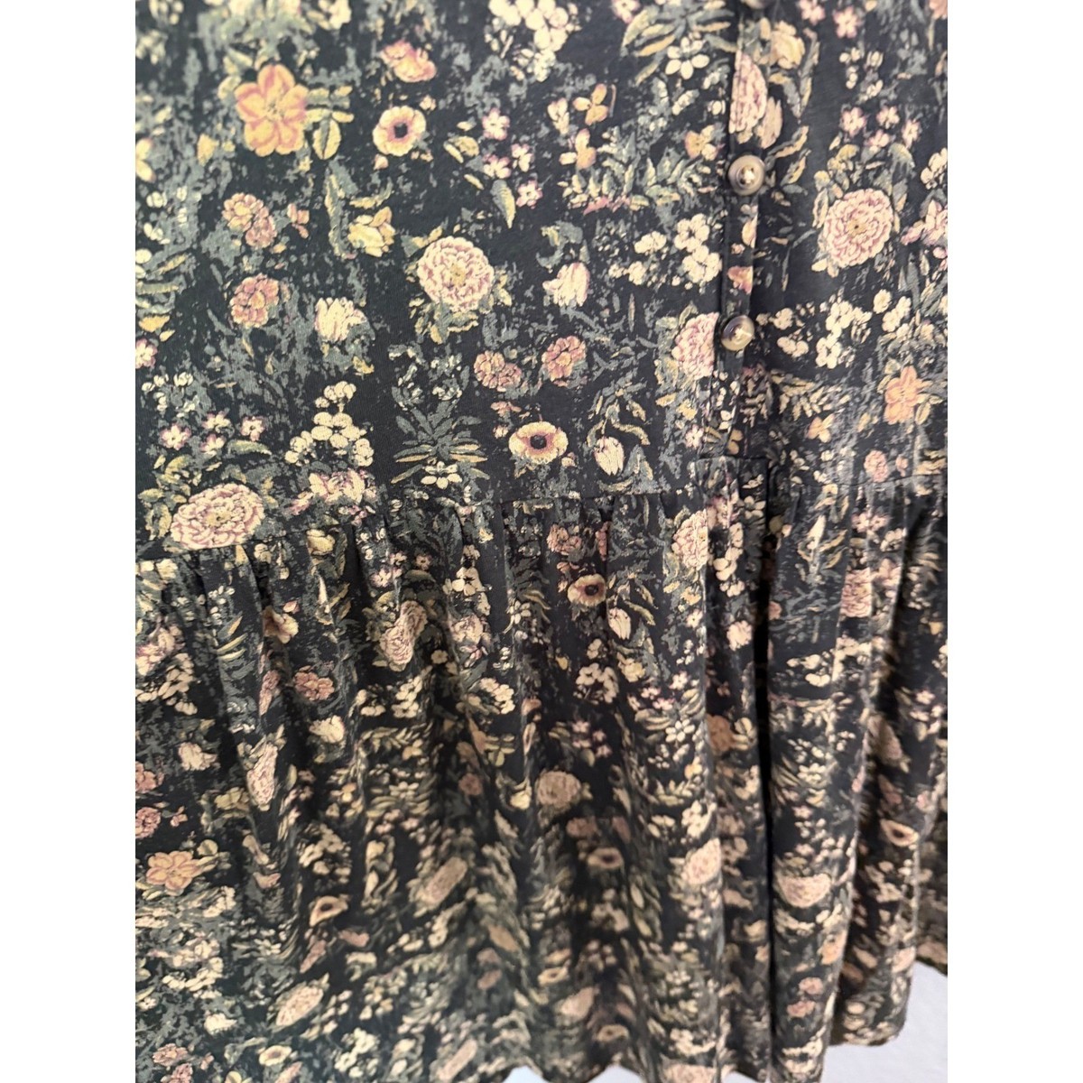 Peruvian Connection Floral Drop Waist Knit Dress Dark Botanical XS Long Sleeve View 2
