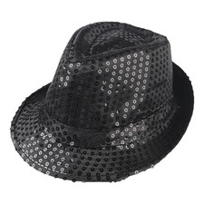 Sequin Fedora Hat for Women Hip Hop Hat Jazz Sequin Bowler Cap Stage Performa...
