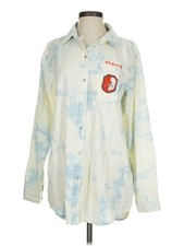 Wear by Erin Andrews Women Blue Long Sleeve Button-Down Shirt S