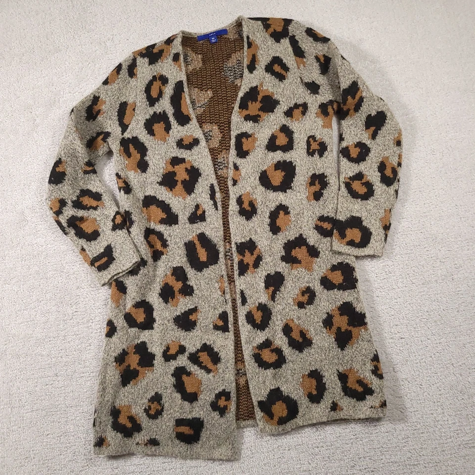 Cárdigan plumero delantero abierto Apt 9 suéter para mujer PM pequeño animal estampado leopardo Foto 2 de 4