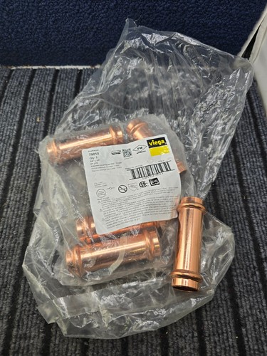 (QTY 6) Viega 79010 ProPress Copper Extended Couplings 3/4" Press x 3/4" Press