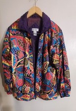 Lavon 90s Abstract 2pc Tracksuit Full Zip Jacket Elastic Waist Pants Sz 8