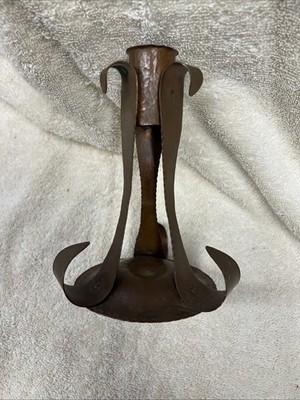 Vintage Hammered Copper Flower Vase Handmade Arts Crafts Farmhouse Nice Patina