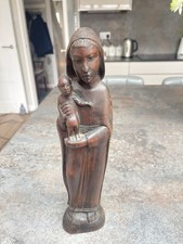 Vintage Large Hand Carved Wood Figurine - Mother  & Child - Mary & Baby Jesus ?