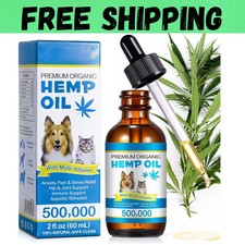 Hemp Oil for Dogs Cats Anxiety, Pain,Stress Calming Drops 100 Organic 60ML.