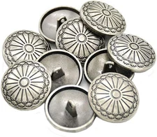10Pcs 23mm Flower Metal Silver Shank Sewing Buttons DIY Sewing Jacket Coat